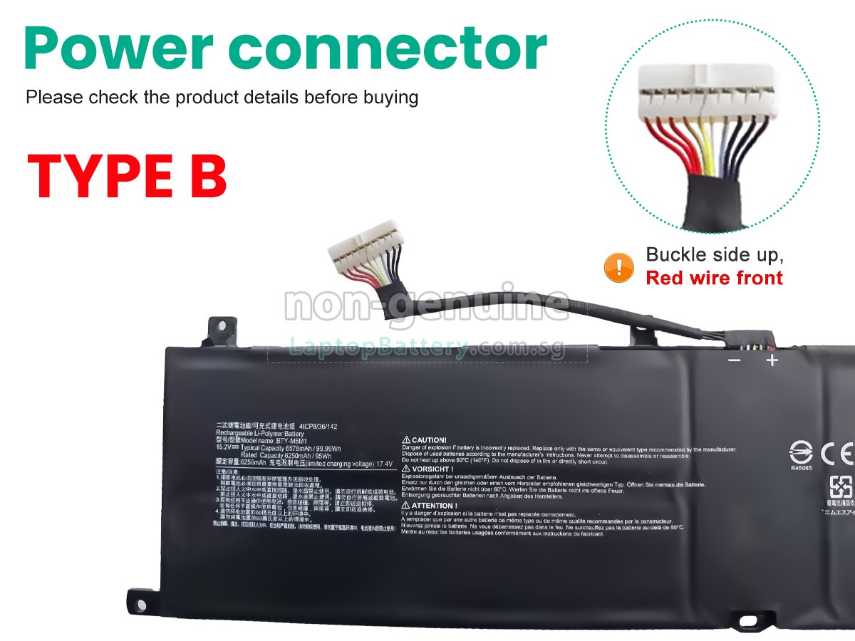 replacement MSI STEALTH GS77 12UHS-080PL battery