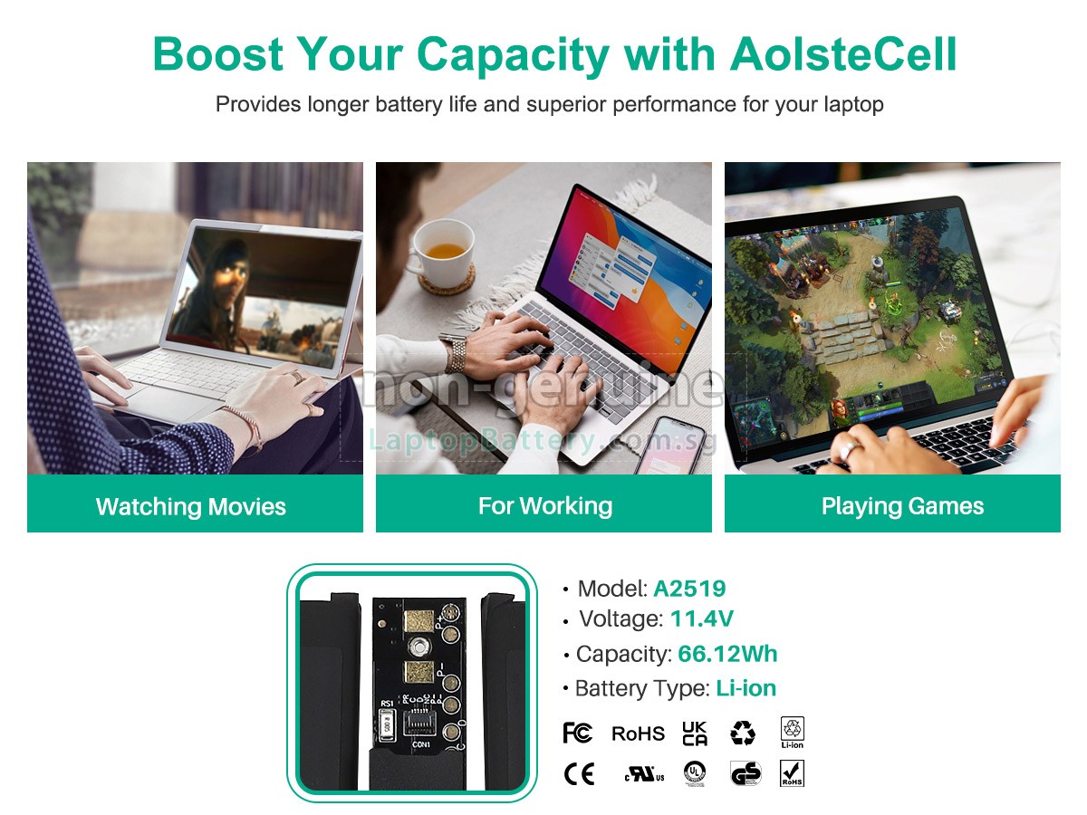 replacement Apple MacBook Pro 14-inch M1 Pro 8 CPU 14 GPU battery