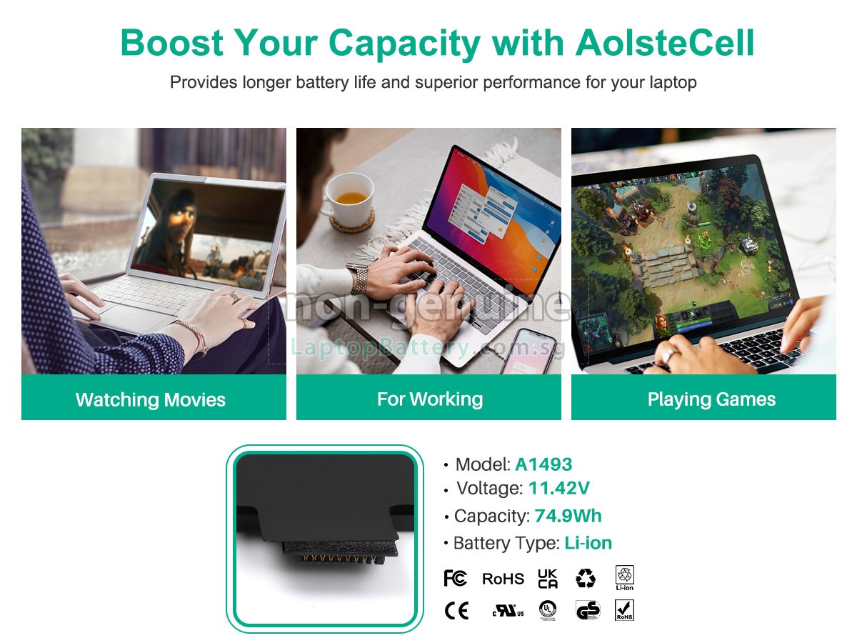 replacement Apple MacBook Pro 13.3 inch Retina MGX92LL/A battery