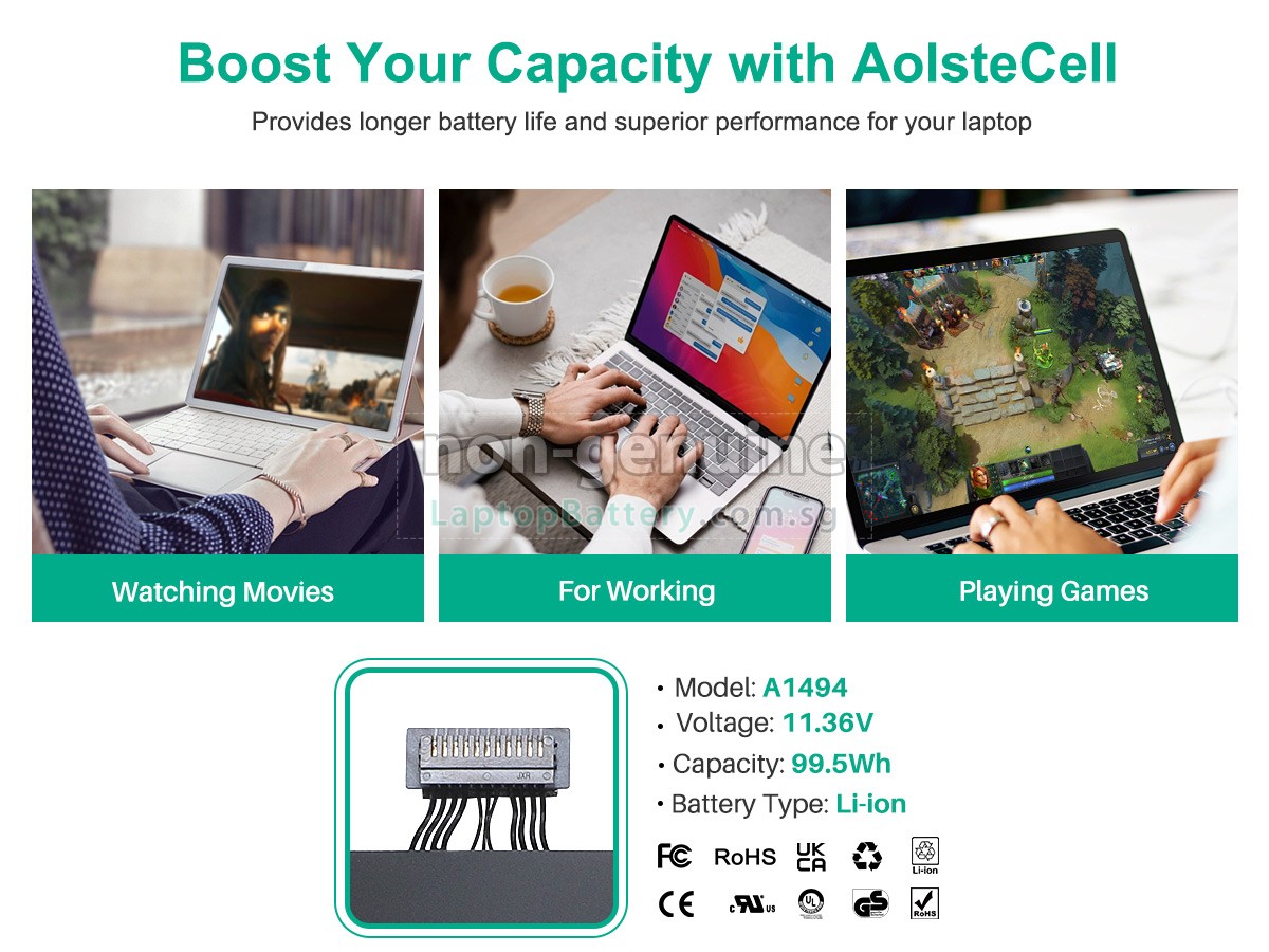 replacement Apple MacBook Pro 15.4 inch Retina MGXG2LL/A battery