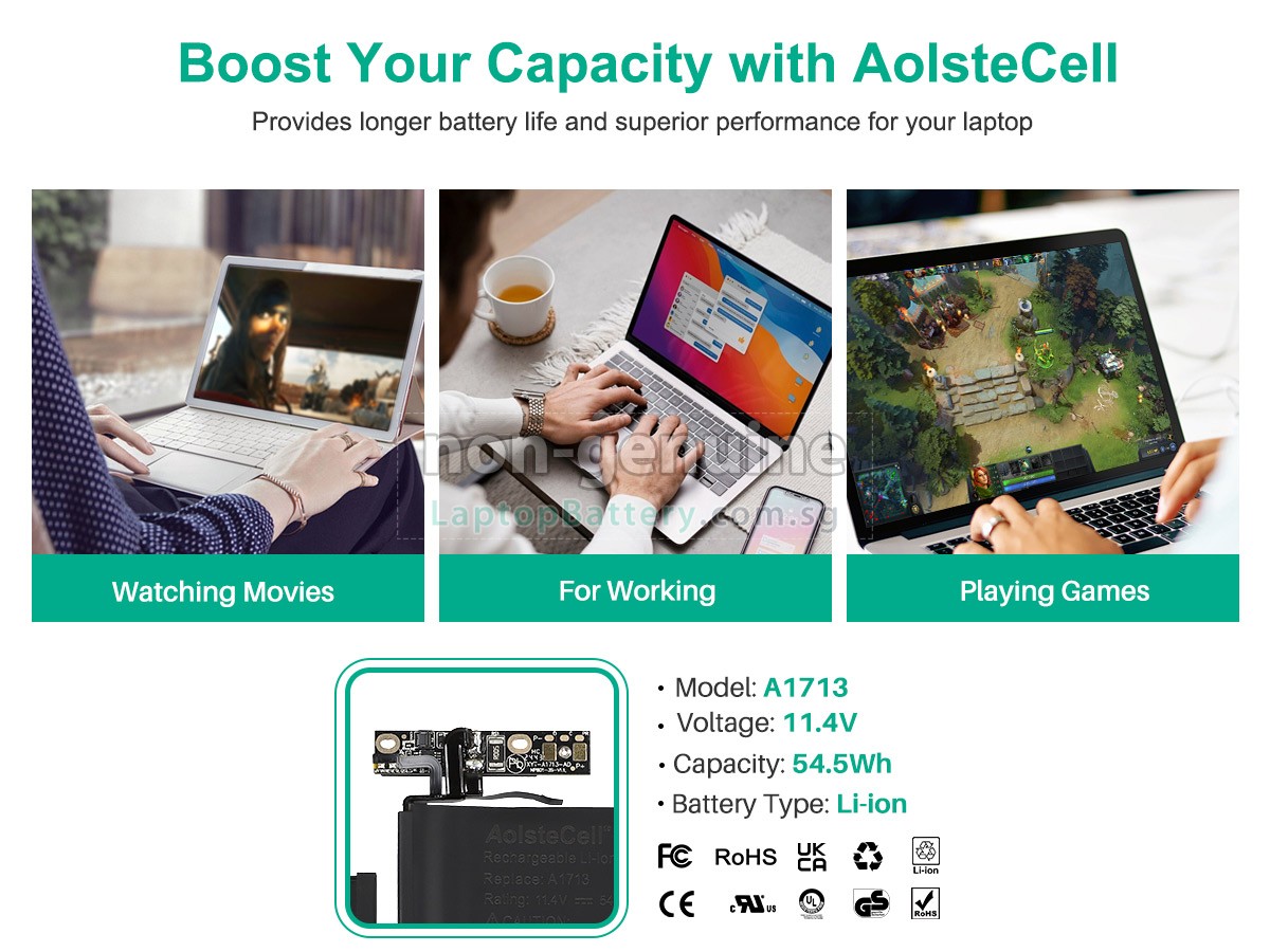 replacement Apple MacBook Pro 13 inch A1708(Late 2016) battery