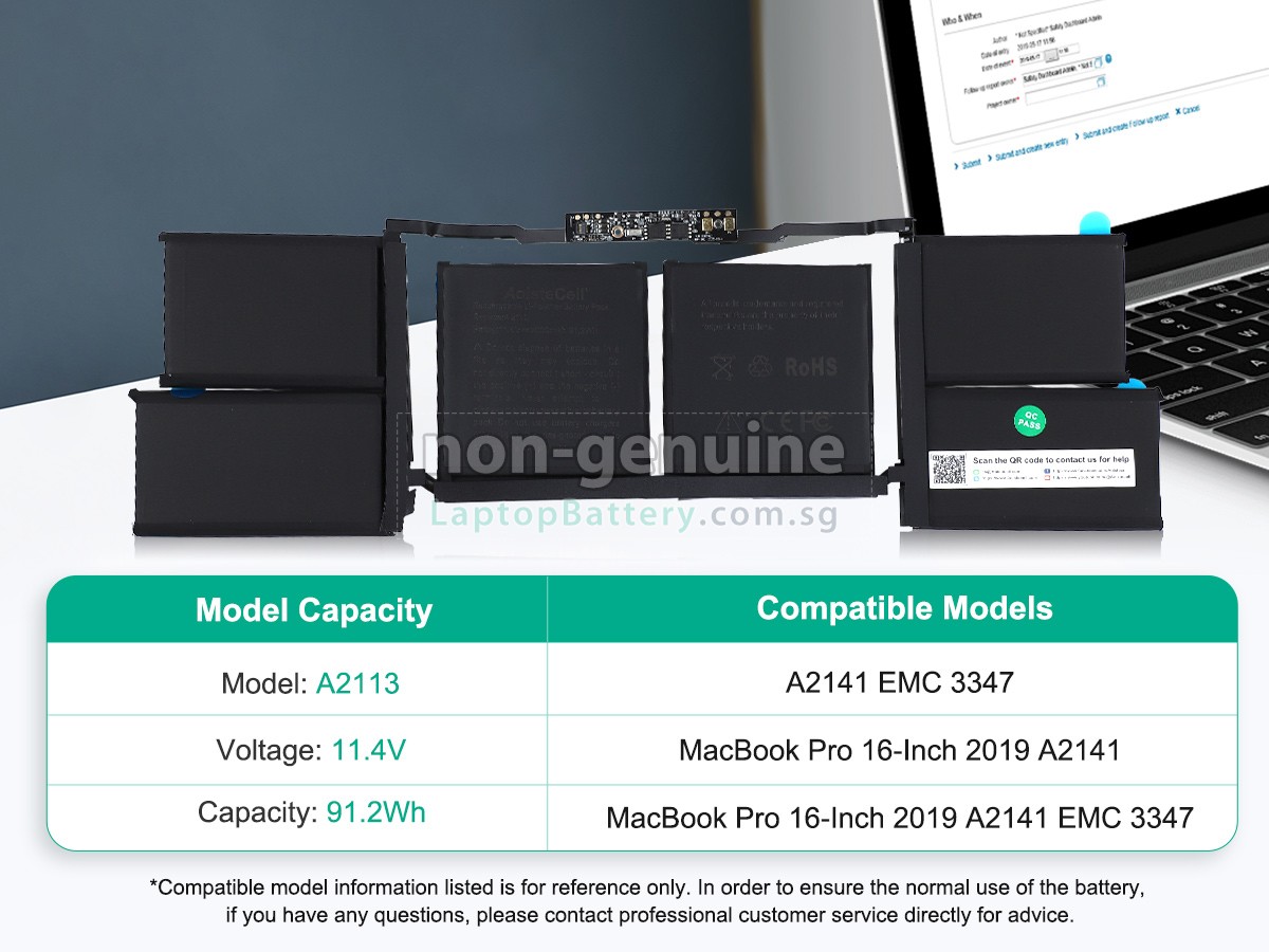 replacement Apple MacBook Pro 16-inch Core I7 2.6GHZ 2019 5600M battery