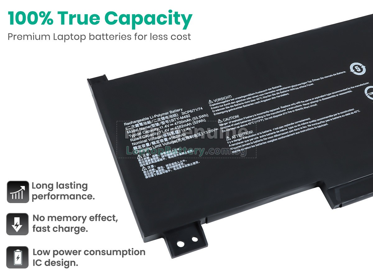 replacement MSI PRESTIGE 14 A12UC-092PL battery
