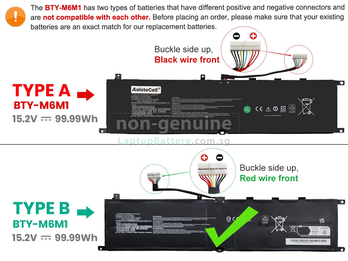 replacement MSI STEALTH GS77 12UH-060BE battery